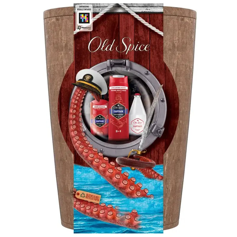 Old Spice Captain Barrel Gift Set With Shower Gel