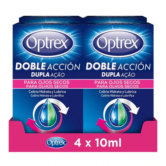 Optrex Multidose Double Action Eye Drops For Dry Eyes Pack 4x10 ml