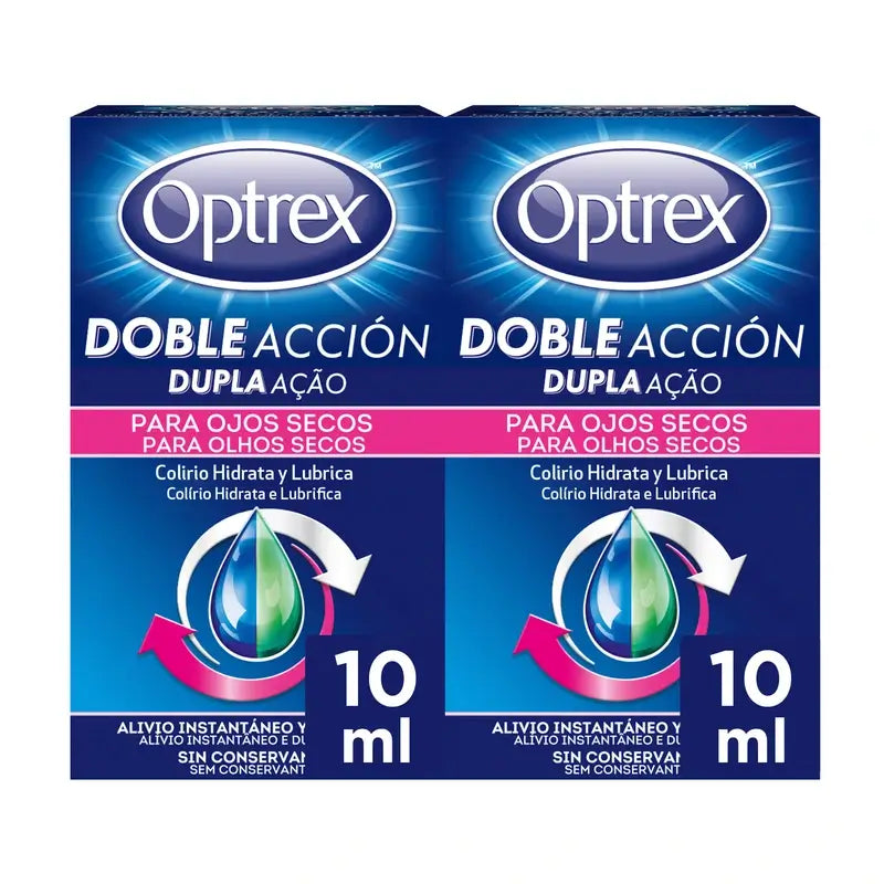 Optrex Multidose Double Action Eye Drops Dry Eyes Duplo 2x10 ml