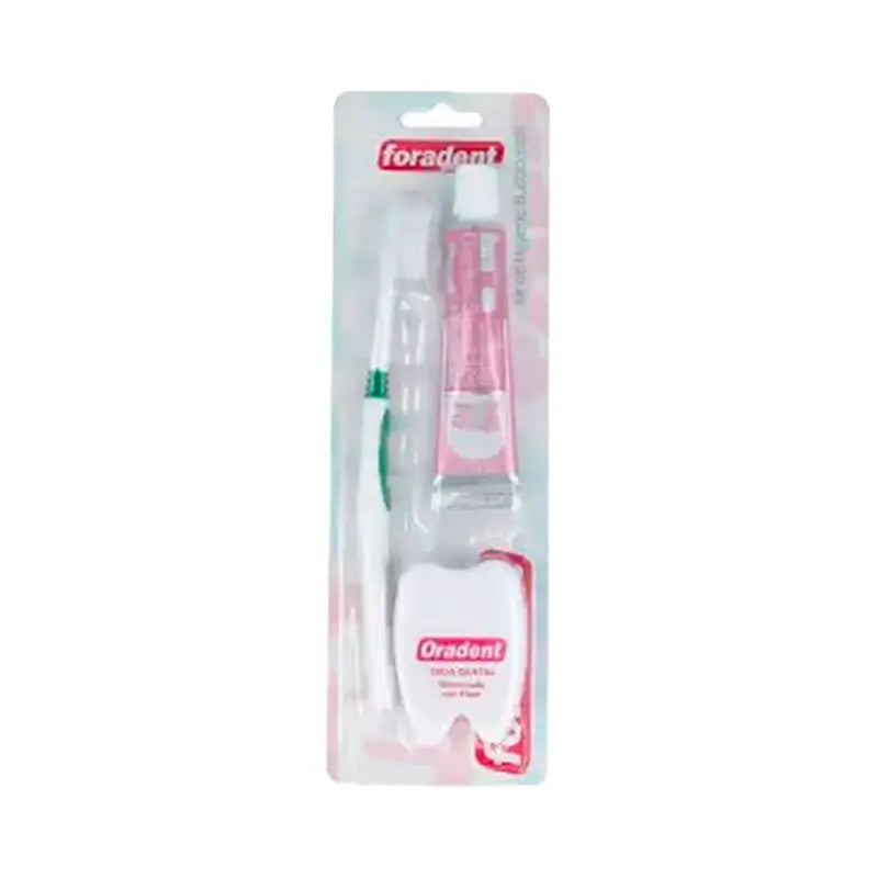 Oradent Plus Toothbrush + Floss + Toothpaste