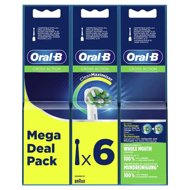 Oral B Braun Crossaction Cabezal De Cepillo, Pack De 6 Unidades