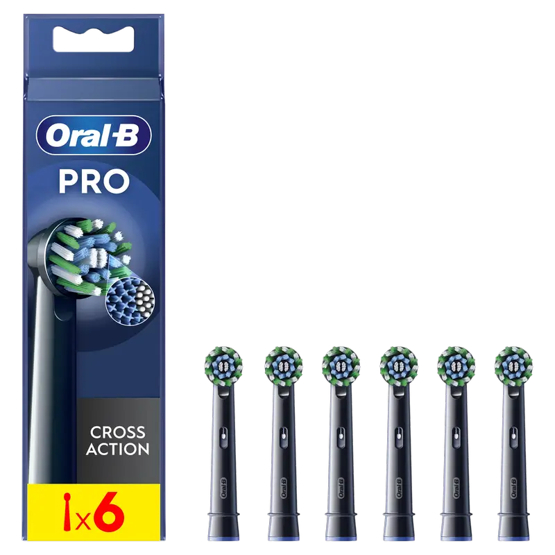 Oral-B Braun Braun Cross Action Rechargeable Toothbrush Refill Black 6pcs