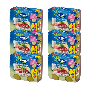 Hero Baby Pack Pack Tarrito Bn Tender Peas Cooked Ham Extra, 6 X 2X190 Gr