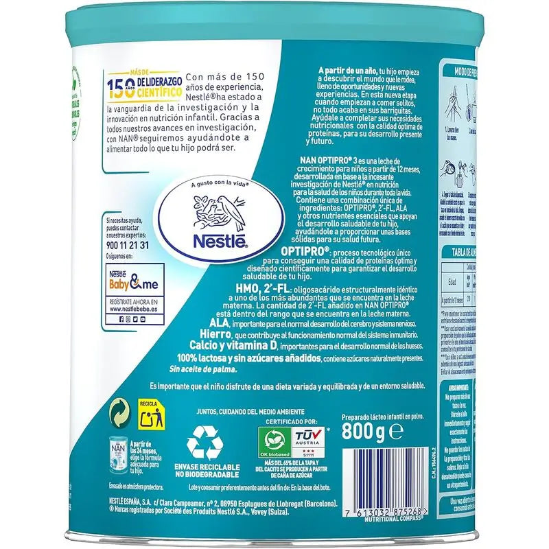 Nestlé Nan Optipro 3 Growing-Up Milk, 12X800g