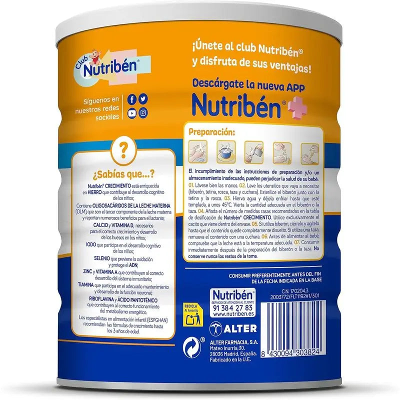 Pack 12 X Nutriben Leche Crecimiento Pro+ 3, 800 g