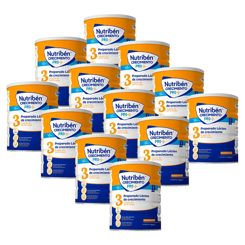 Pack 12 X Nutriben Leche Crecimiento Pro+ 3, 800 g