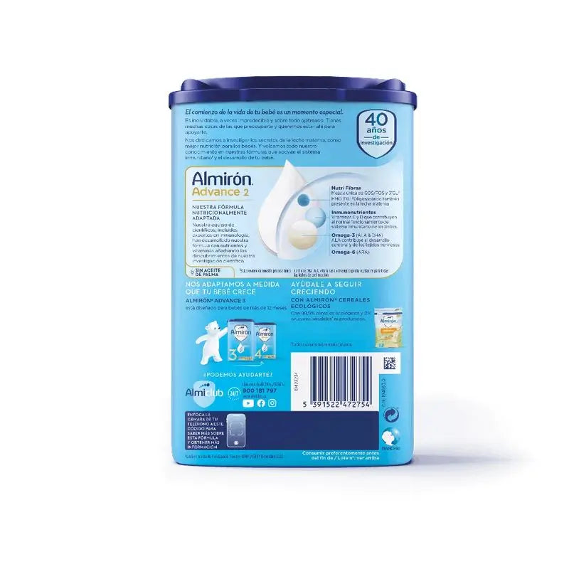 Pack 2 X Almiron Advance 2, Powdered Formula for Babies, from 6 Months, 800g