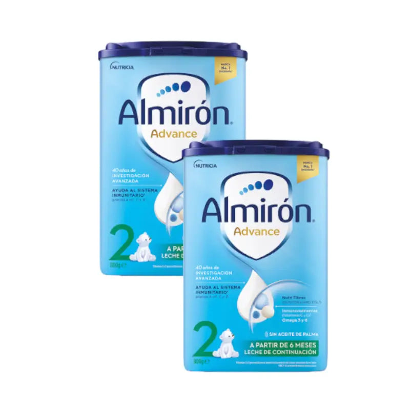 Pack 2 X Almirón Advance 2, Leche de Continuación en Polvo para Bebé, a partir de 6 Meses, 800g