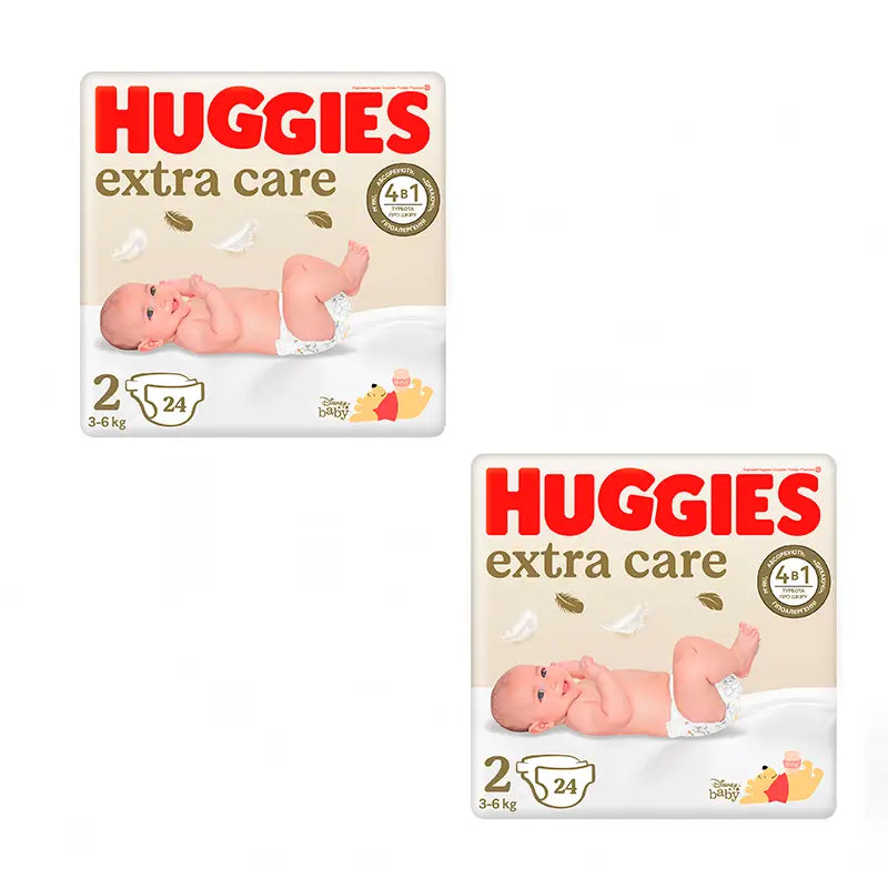 Huggies 2X Extra Care Nappy Pack Size 2 (4-6Kg), 48 Pcs.