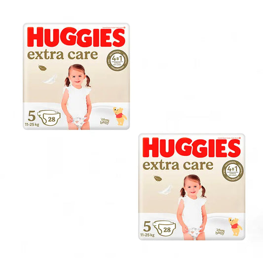 Huggies 2X Extra Care Nappy Pack Size 5 (11-25Kg), 56 Pcs.