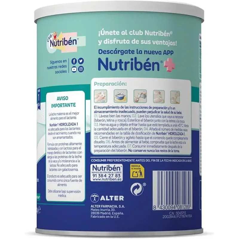 Pack 2 X Nutriben Hydrolyzed Milk 1 400 g