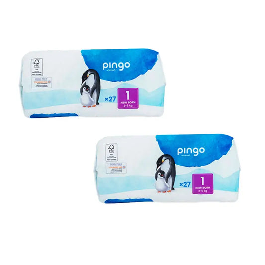 Pingo Pack 2X Ecological Nappy Size 1 New Born, 27 Pcs.