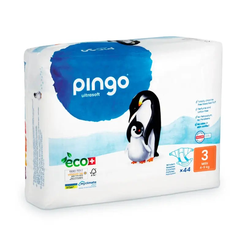 Pingo Pack 2X Ecological Nappy Size 3 Midi, 88 Pcs.