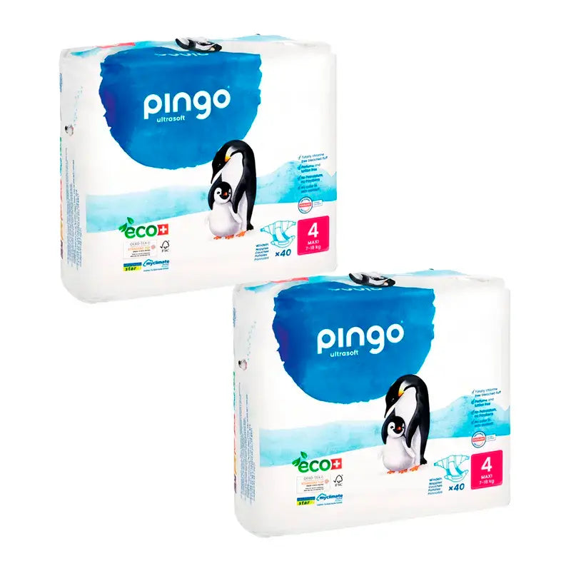 Pingo Pack 2X Ecological Nappy Pack Size 4 Maxi, 80 Pcs.