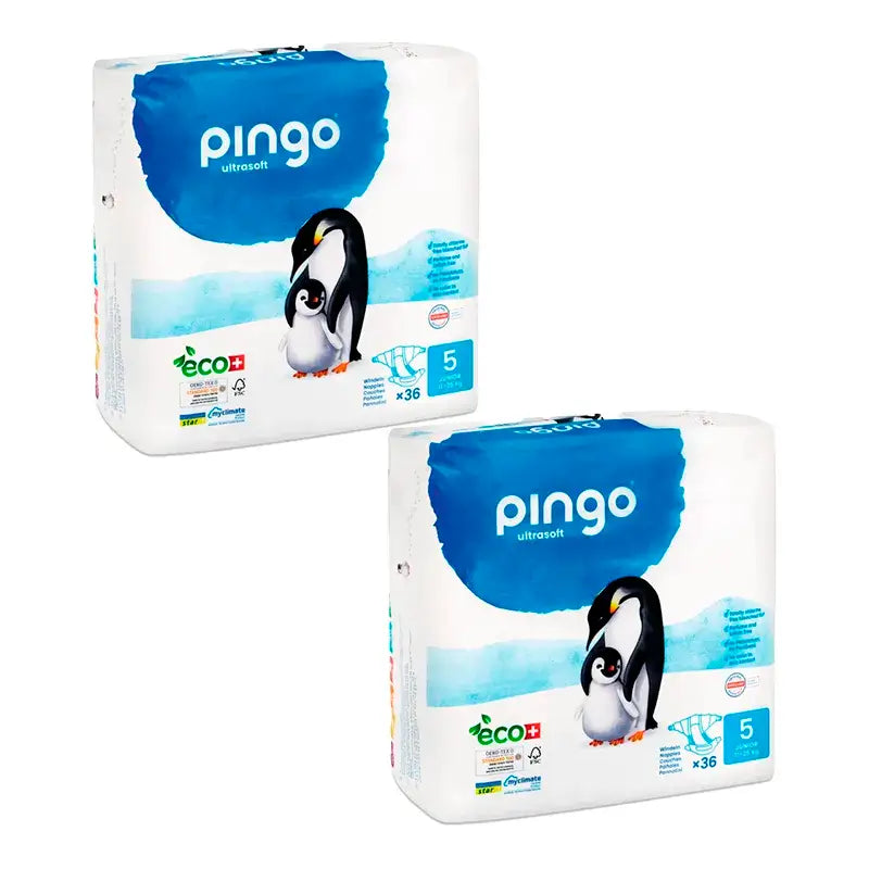 Pingo Pack 2X Ecological Nappy Pack Size 5 Junior, 72 Pcs.