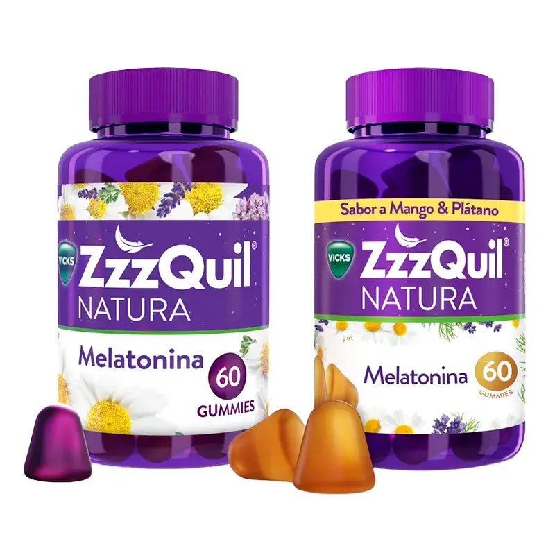 Pack 2x60 ZzzQuil Natura Melatonin Original and Mango Flavour