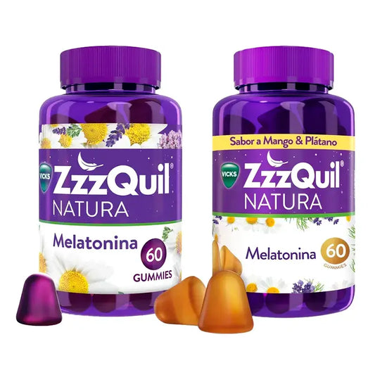 Pack 2x60 ZzzQuil Natura Melatonin Original and Mango Flavour