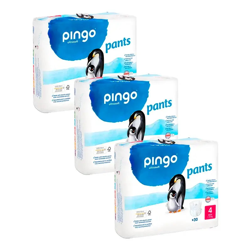 Pingo Pack 3X Organic Nappy Briefs Size 4, 90 pcs.