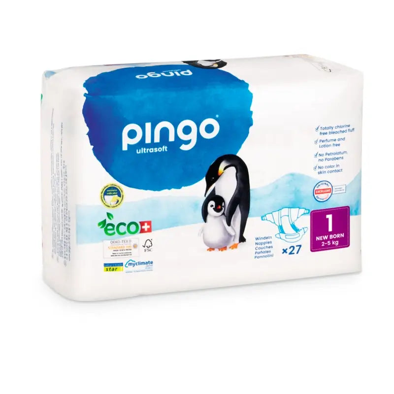 Pingo Pack 3X Organic Nappy Size 1 New Born, 81 Pcs.