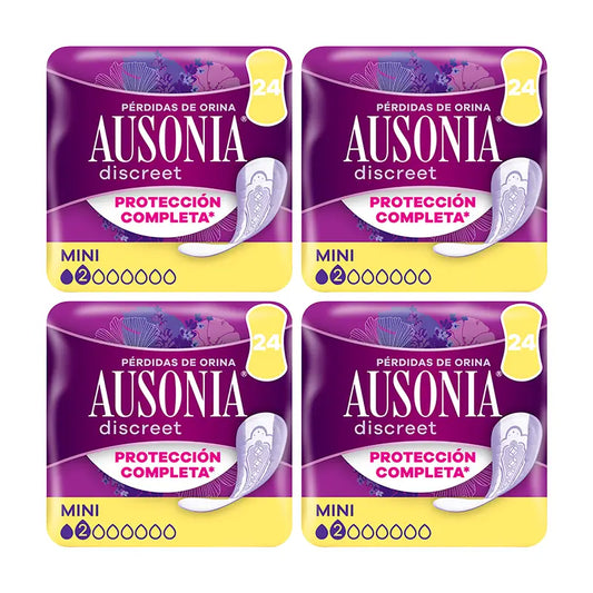 Ausonia Discreet Pack 4 x 24 Packs for Women's Urine Loss Mini, 4 x 24 Units