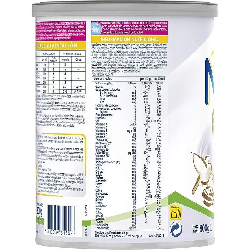 Pack 4 X Nestlé Nan Confort 1 Expertpro Total 800 g