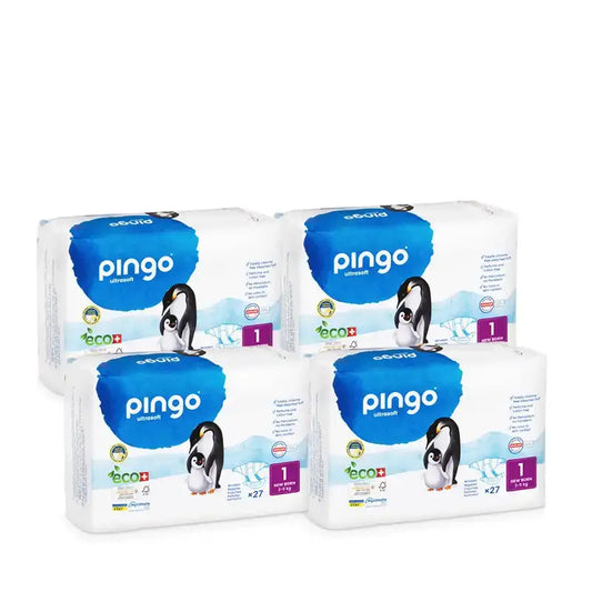 Pingo Pack 4X Ecological Nappy Size 1 New Born, 108 Pcs.