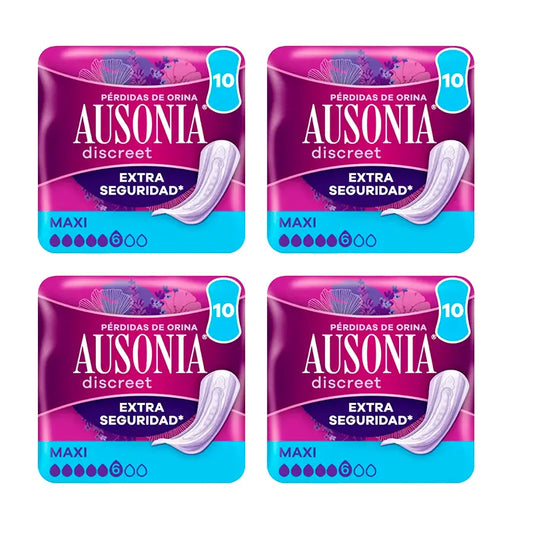 Ausonia Pack Discreet Urine Loss Pads For Women Maxi, 4 x 10 Units