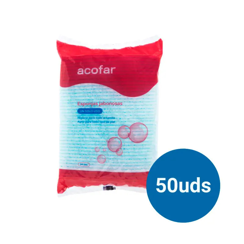 Acofar Pack Esponja Enjabonada Desechable, 24 esponjas x 50 bolsas