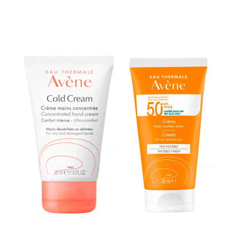 Avène Pack Crema de manos Cold Cream concentrada, 50 ml + Avéne Crema SPF 50+, 50 ml