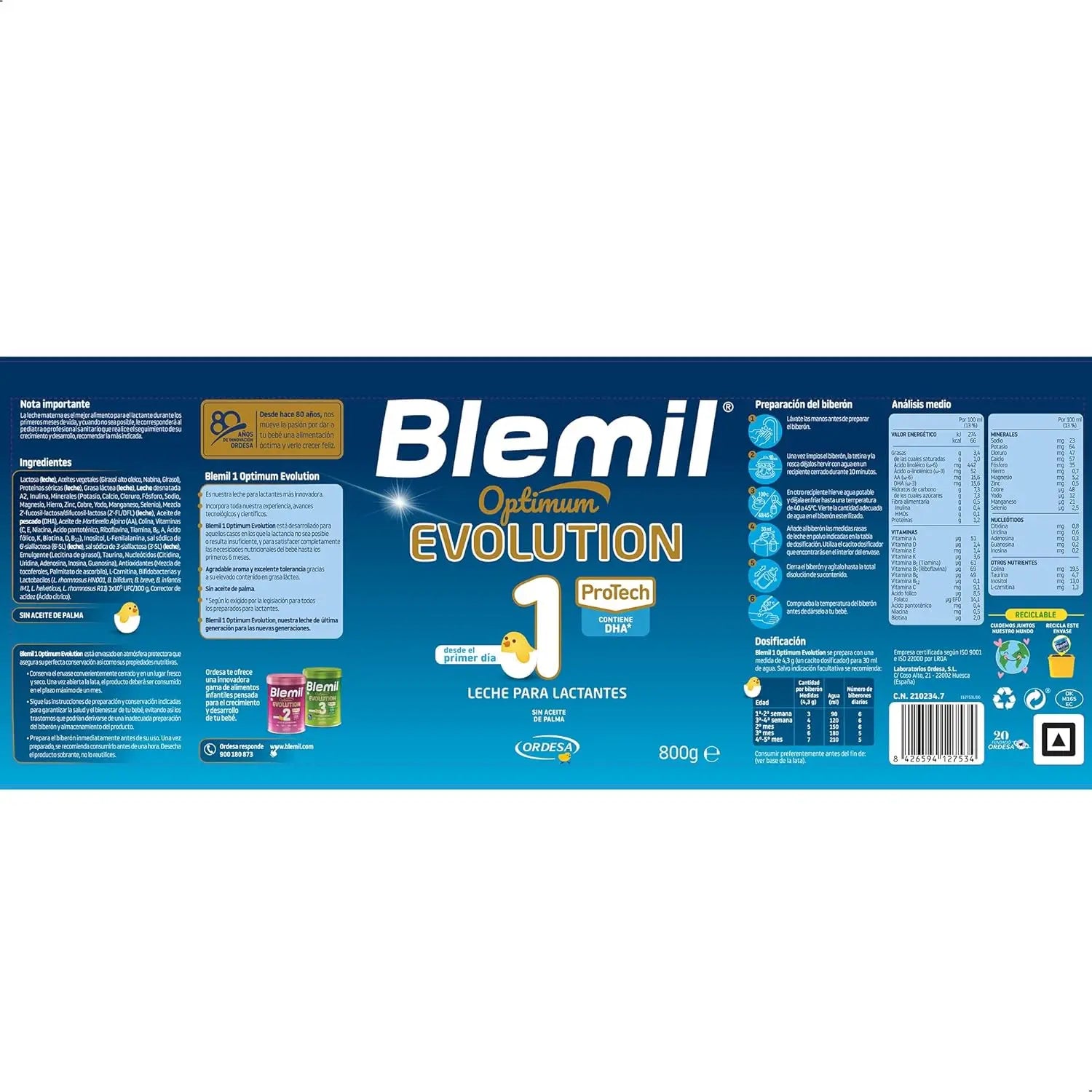 Blemil Optimum Evolution 1 Starter Milk, 12X800g