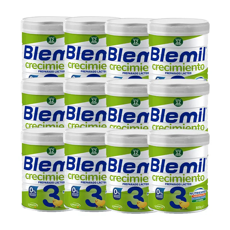 Pack Blemil Plus 3 Crecimiento 0% Azúcar Añadido, 12x800 gr