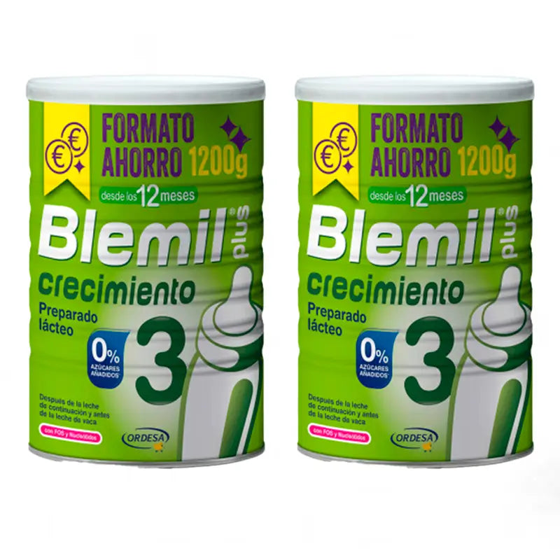 Pack Blemil Plus 3 Crecimiento 0% Azúcar Añadido, 2x1200 gr