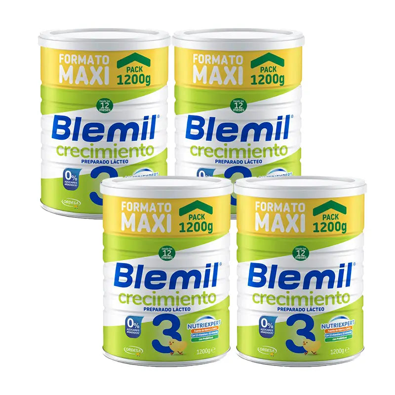 Pack Blemil Plus 3 Crecimiento 0% Azúcar Añadido, 4x1200 gr