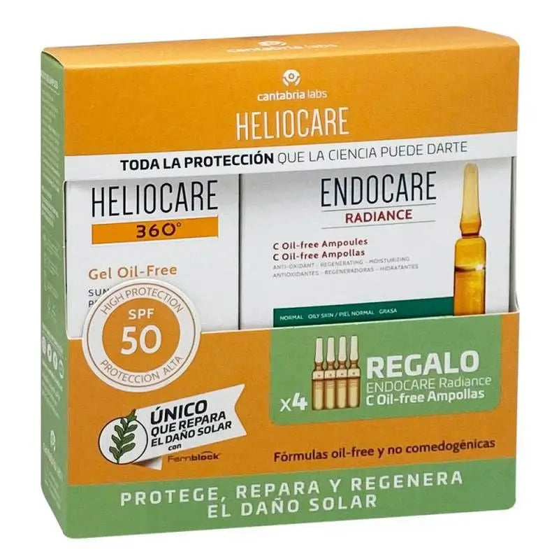 Pack Heliocare Gel Oil Free 50ml + 4 Ampollas Endocare C Oil Free