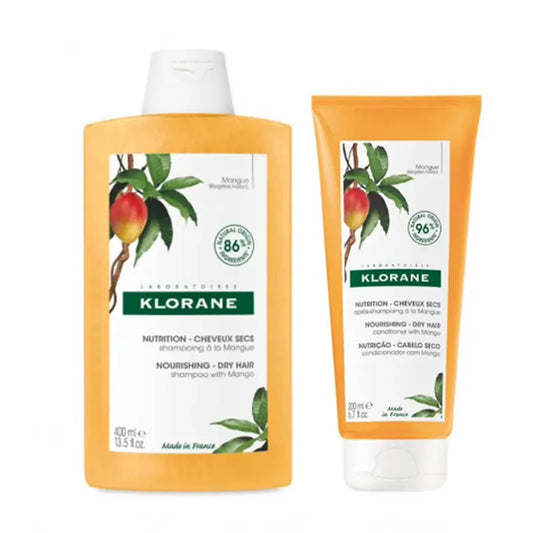 Klorane Pack Champú al Mango, 400 ml +  Klorane Acondicionador al Mango, 200 ml