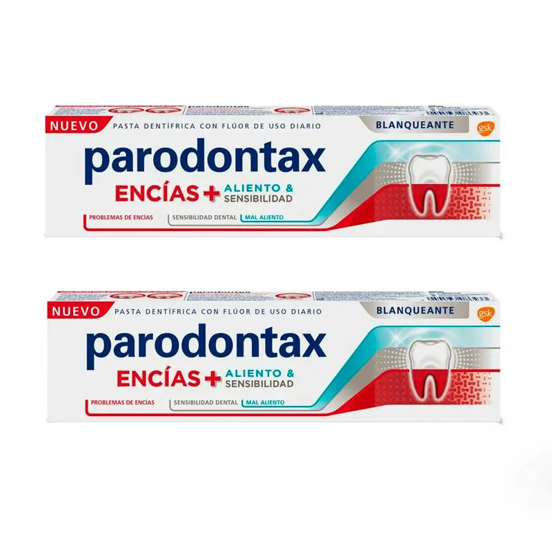 Parodontax Pack Toothpaste + Breath & Sensitivity - Whitening , 2 x 75 Ml