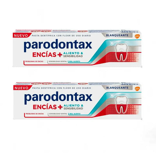 Parodontax Pack Toothpaste + Breath & Sensitivity - Whitening , 2 x 75 Ml