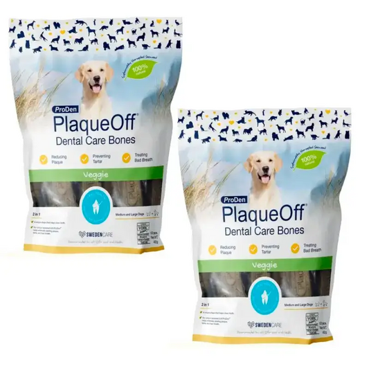 Pack Plaqueoff Dental Care Bones Veggie Dog 485 gr, dog snack 2 units