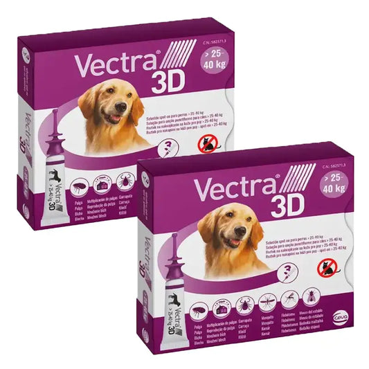 Pack Vectra 3D Dog 25-40 kg, 2 x 3 Pipettes