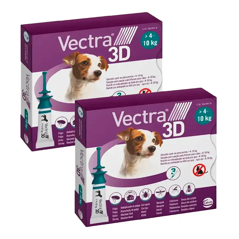 Pack Vectra 3D Dog 4-10 kg 2 x 3 Pipettes