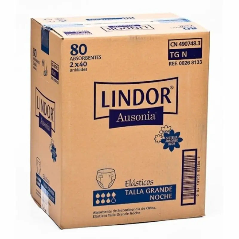 Lindor Pañales Elásticos Noche Talla L, 80 unidades