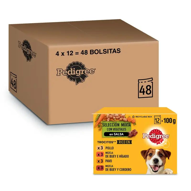 Pedigree Sachets 12Pack Mixed Sauce 4X12X100