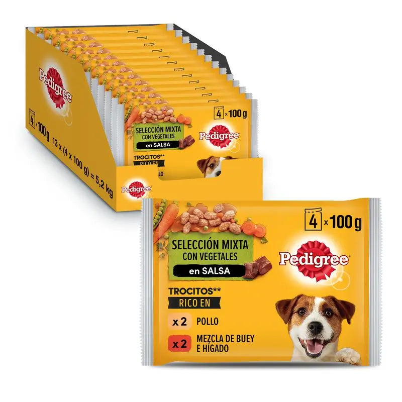 Pedigree Pouch 4Pack Chicken Beef & Green 13X4X100