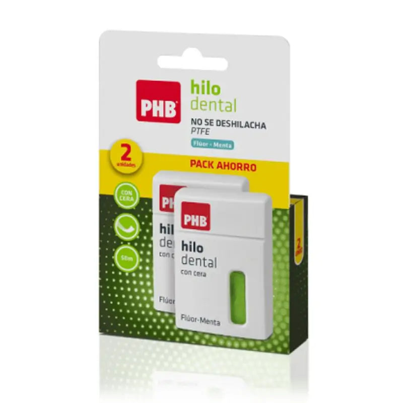 PHB Duplo Fluoride & Mint Dental Floss With Wax 2 x 50 M