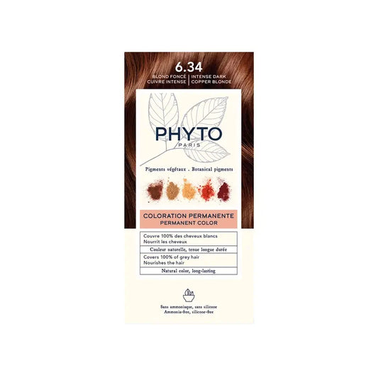 Phyto Colouring 6.34 Dark Blonde Copper - Permanent Colouring Kit, 110 ml