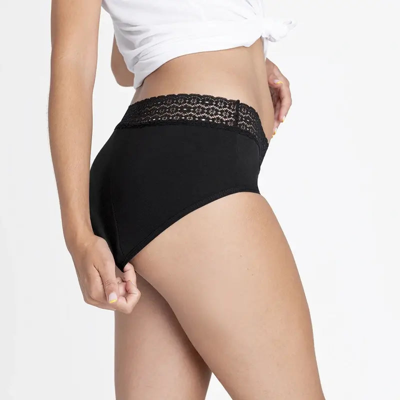 Platanomelon Kiwitas Lace Menstrual Panties Black / S