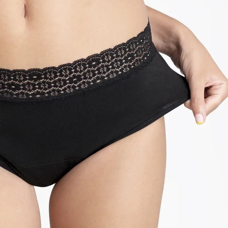 Platanomelon Kiwitas Lace Menstrual Panties Black / S