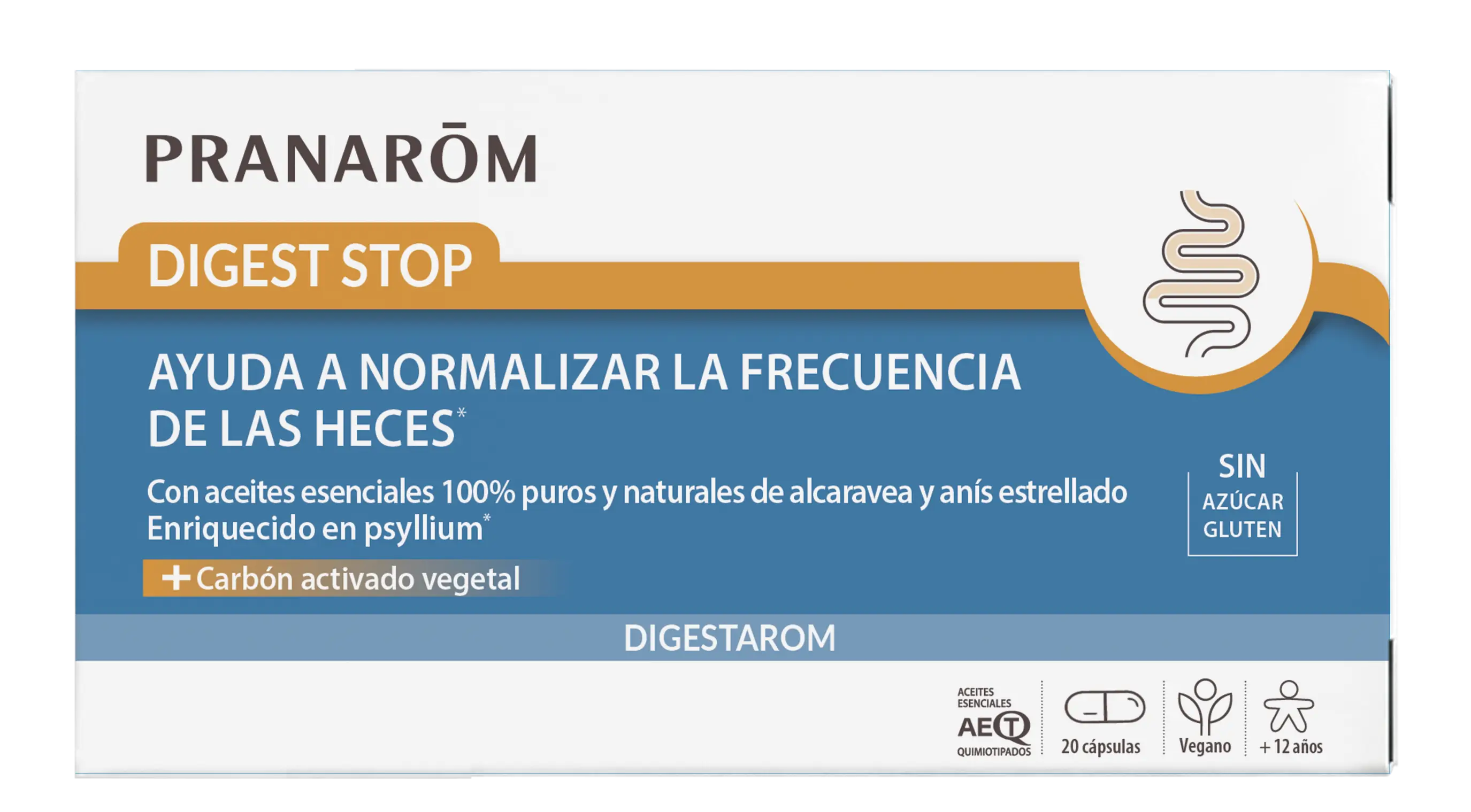 Pranarom Digest Stop Normalise La Fréquence Des Selles Essential Oils Of Carvi And Star Anise 100% Pure And Natural Vegan Activated Charcoal, 20 Capsules