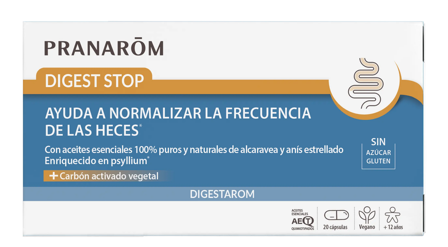 Pranarom Digest Stop Normalise La Fréquence Des Selles Essential Oils Of Carvi And Star Anise 100% Pure And Natural Vegan Activated Charcoal, 20 Capsules