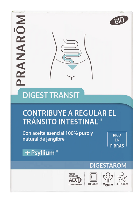 Pranarom Digest Transit Stool Fluency Ginger & Psyllium Essential Oil Organic Vegan , 10 sachets